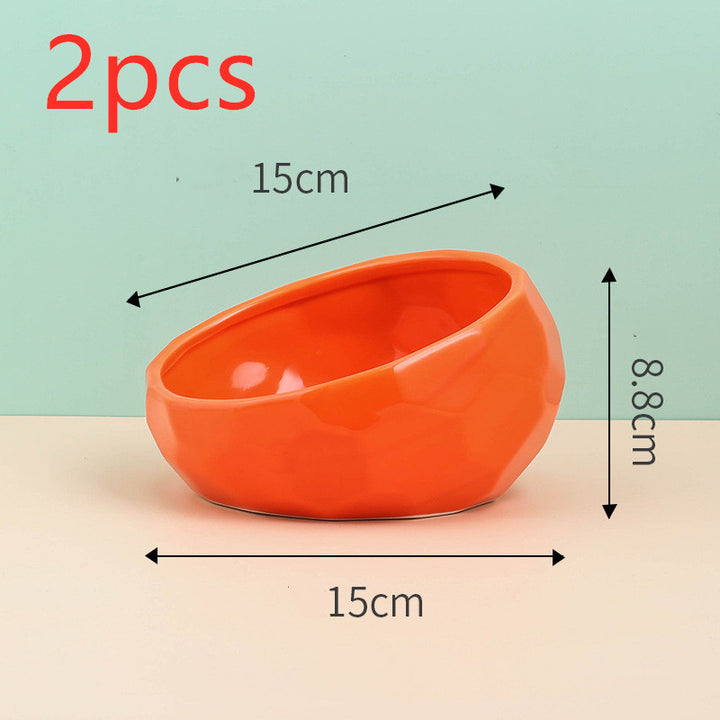 Elevated Ceramic Cat Bowl – Modern Pet Feeding Bowl with Optional Wooden Stand