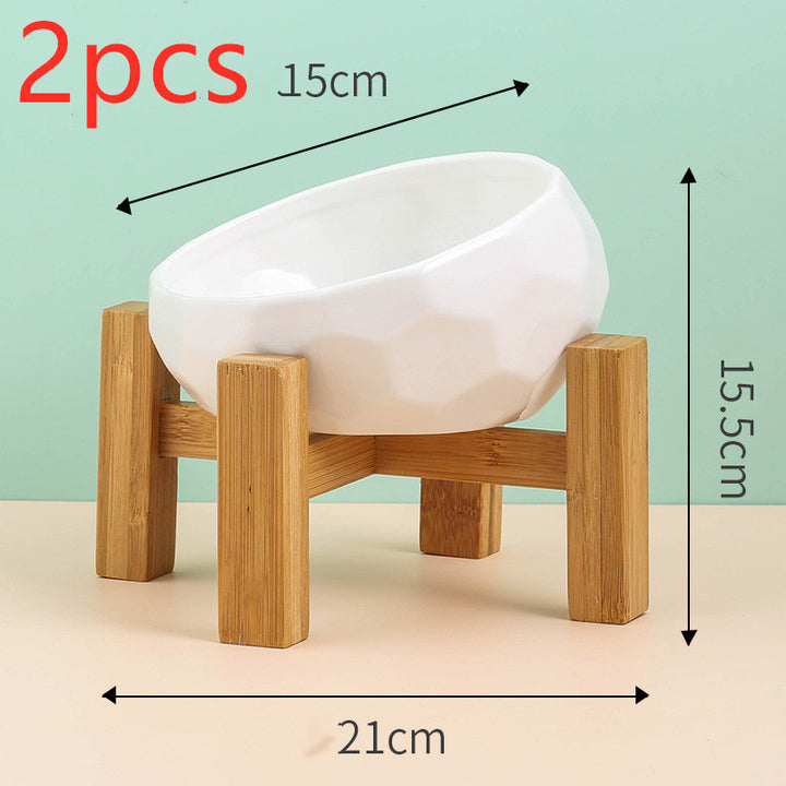 Elevated Ceramic Cat Bowl – Modern Pet Feeding Bowl with Optional Wooden Stand