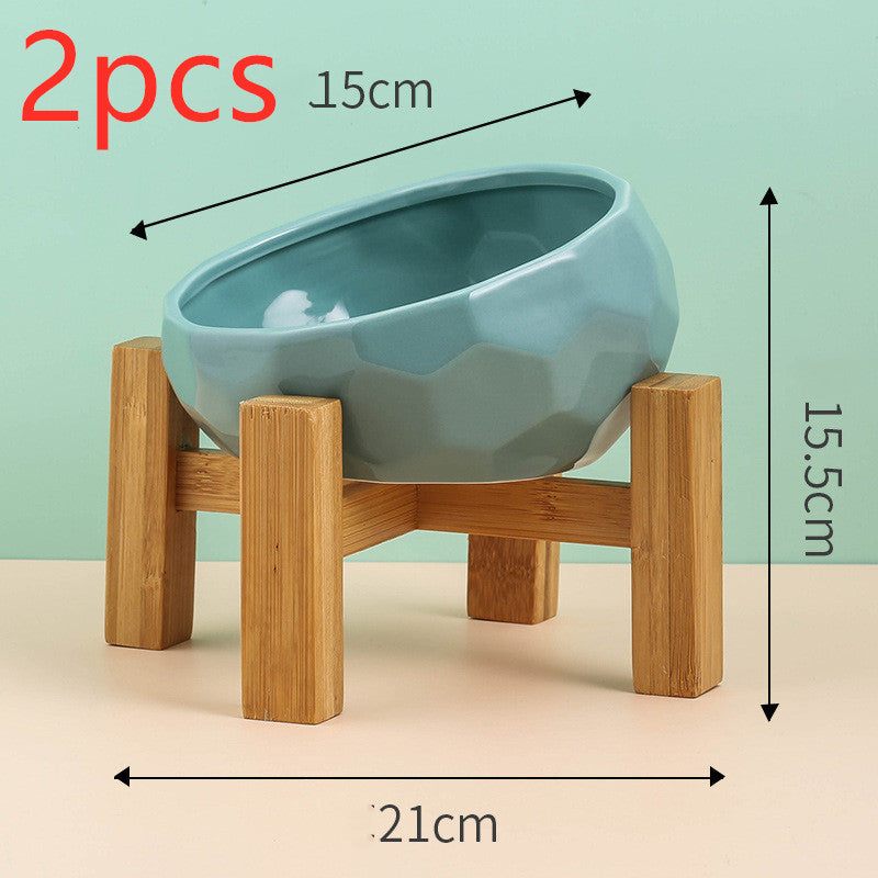 Elevated Ceramic Cat Bowl – Modern Pet Feeding Bowl with Optional Wooden Stand