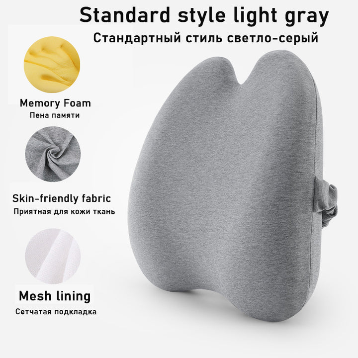 Comfortable Car Waist & Back Cushion — Lumbar Support Pad for Driver & Passenger Seat