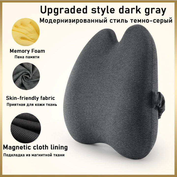 Comfortable Car Waist & Back Cushion — Lumbar Support Pad for Driver & Passenger Seat