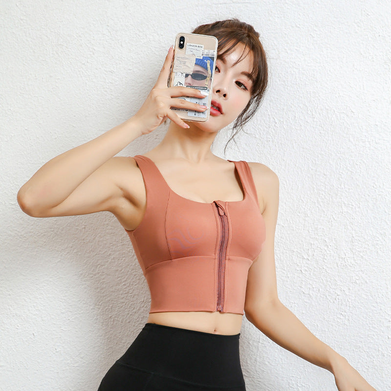 Women's Sports Bra – Zipper Front Yoga &amp; Fitness Crop Top
