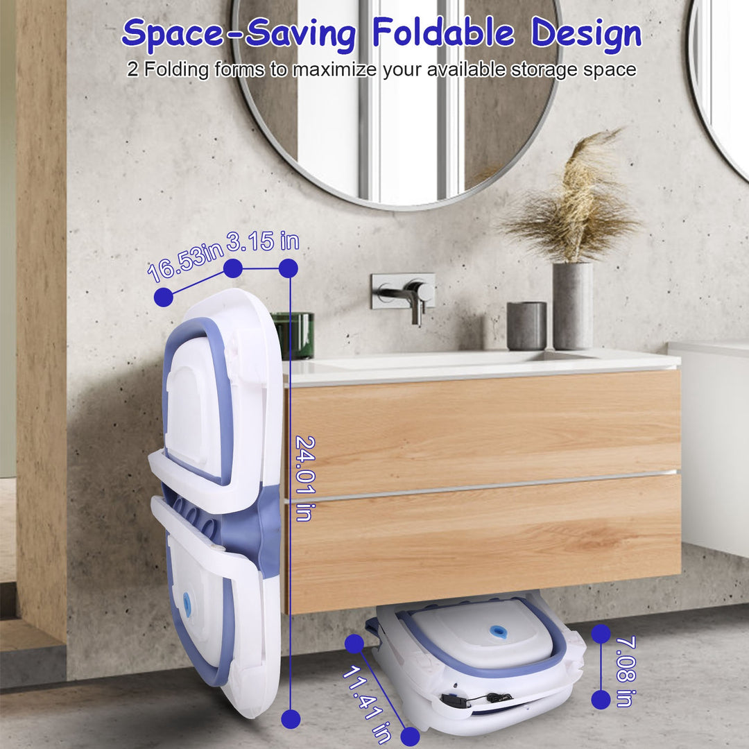 Foldable Baby Bath Tub with Built-In Thermometer — Collapsible Travel Bathtub with Drain Hole for Newborns & Toddlers 0–24 Months