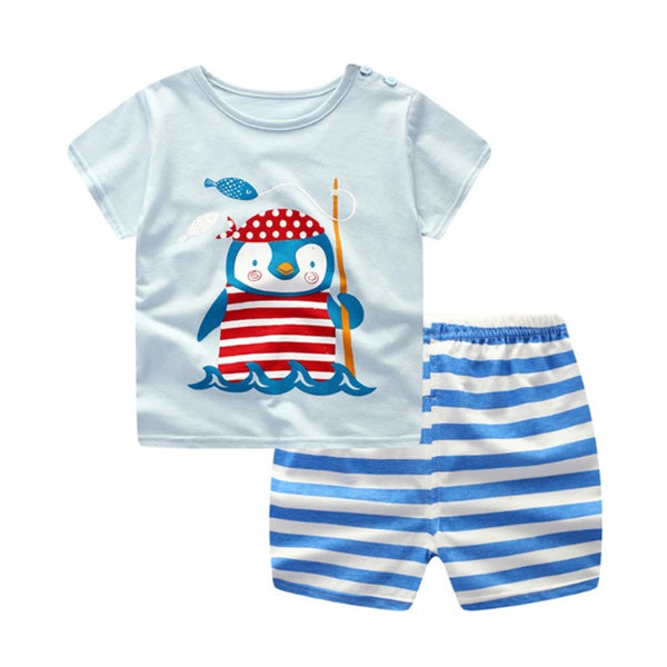 Cartoon Baby Summer Clothing Set — T-Shirt & Casual Outfit for Baby Boys & Girls (Multiple Animal Designs)