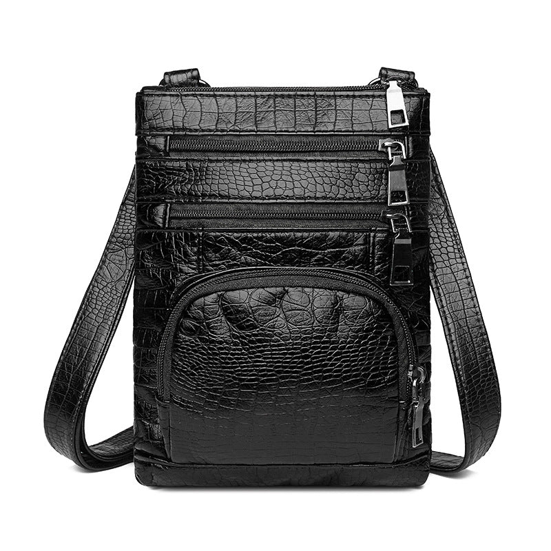 Vintage PU Leather Crossbody Messenger Bag – Women’s Multi Pocket Shoulder Bag