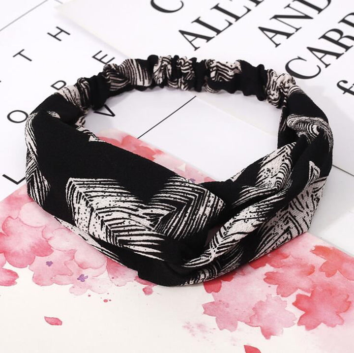 Women's Retro Style Printed Headband — Vintage Fabric Hair Band for Daily Wear, Yoga & Skincare