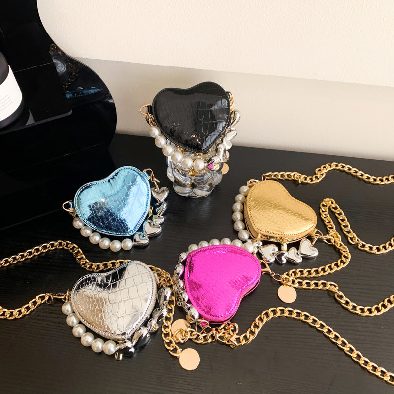 Mini Heart Pearl Handbag – Cute Chain Lipstick Shoulder Bag