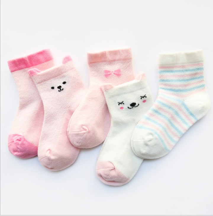 5-Pack Children's Breathable Cotton Summer Socks — Soft Colourful Socks for Boys & Girls (Multiple Sizes)