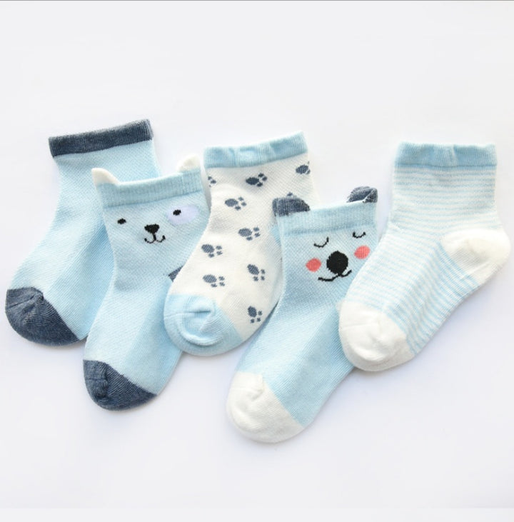 5-Pack Children's Breathable Cotton Summer Socks — Soft Colourful Socks for Boys & Girls (Multiple Sizes)