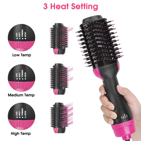 4-in-1 Hot Hair Brush Dryer Comb — Volumizer for Straightening, Curling & Drying