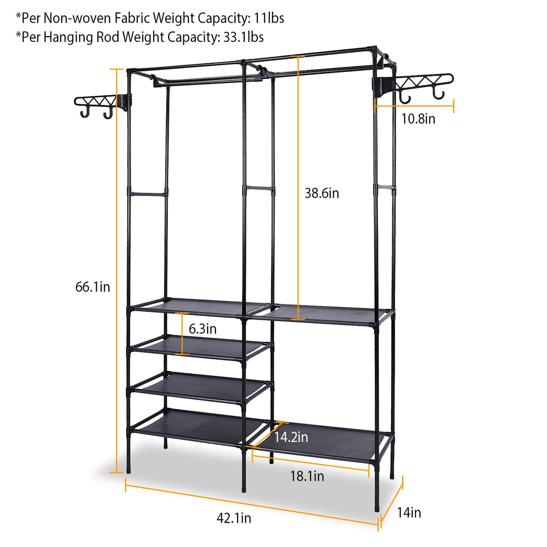 1Pc Metal Garment Rack Shoe Clothing Organizer Shelves Freestanding Multifunctional Clothes Wardrobe