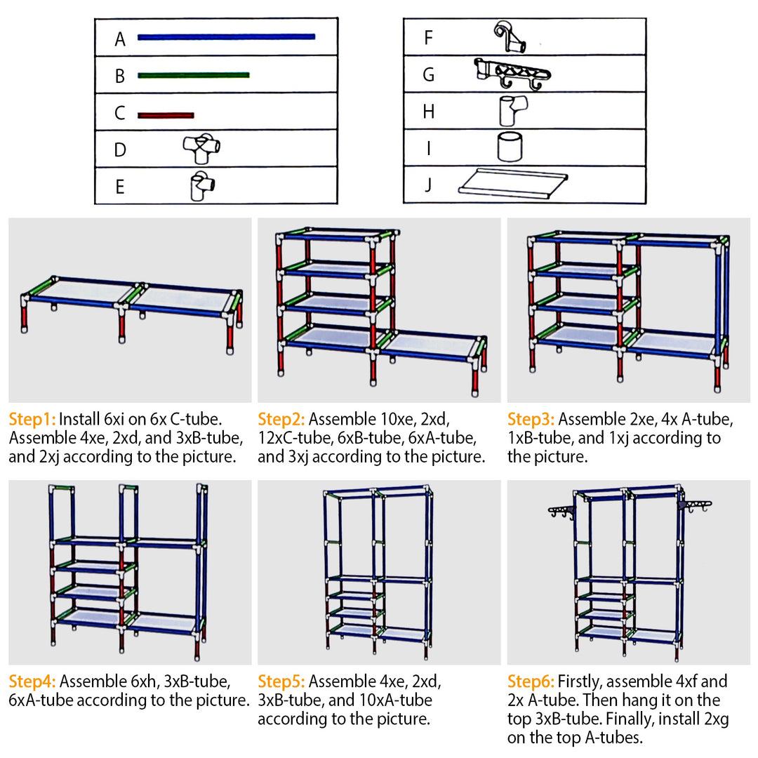 1Pc Metal Garment Rack Shoe Clothing Organizer Shelves Freestanding Multifunctional Clothes Wardrobe