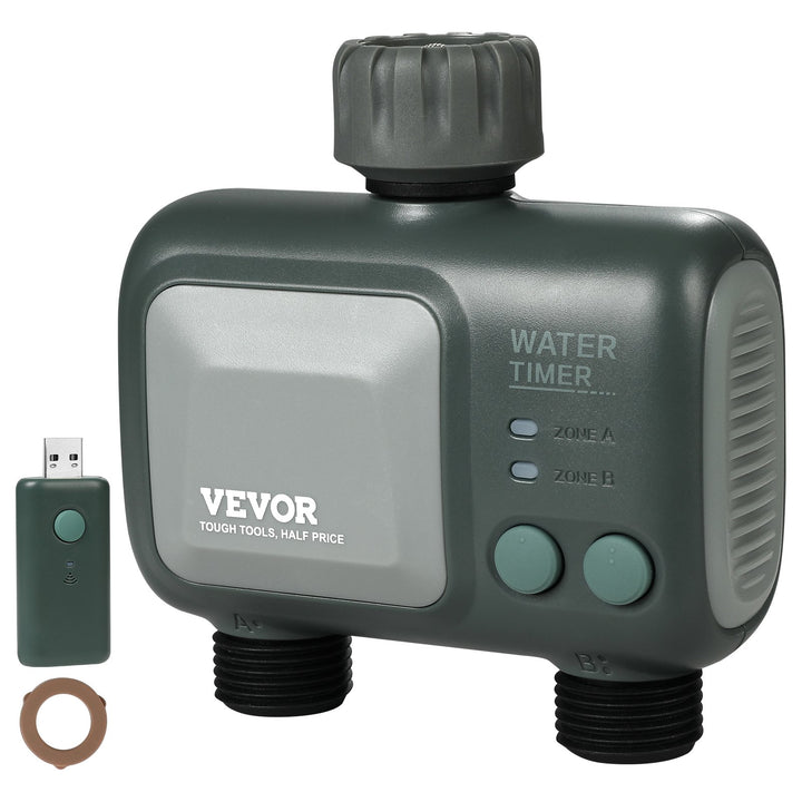 WiFi Smart Sprinkler Timer — 2-Outlet Hose Faucet Water Timer, App & Voice Control, Alexa & Google Compatible, IPX6 Waterproof