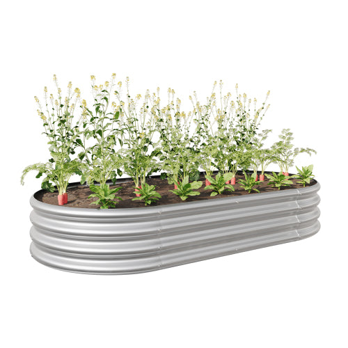 Raised Garden Bed Outdoor, Oval Large Metal Raised Planter Bed For For Plants, Vegetables, And Flowers - Black