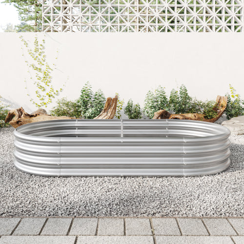 Raised Garden Bed Outdoor, Oval Large Metal Raised Planter Bed For For Plants, Vegetables, And Flowers - Black
