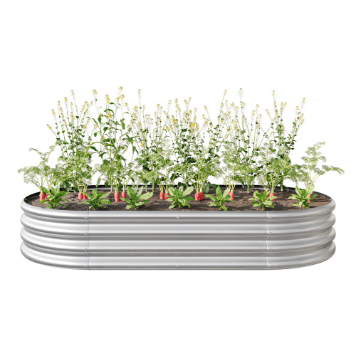 Raised Garden Bed Outdoor, Oval Large Metal Raised Planter Bed For For Plants, Vegetables, And Flowers - Black