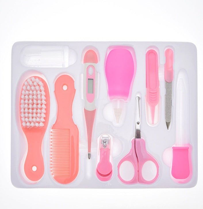 Baby 10-Piece Manicure & Care Kit — Infant Nail Clipper, Thermometer & Nasal Care Set (5 Colours)