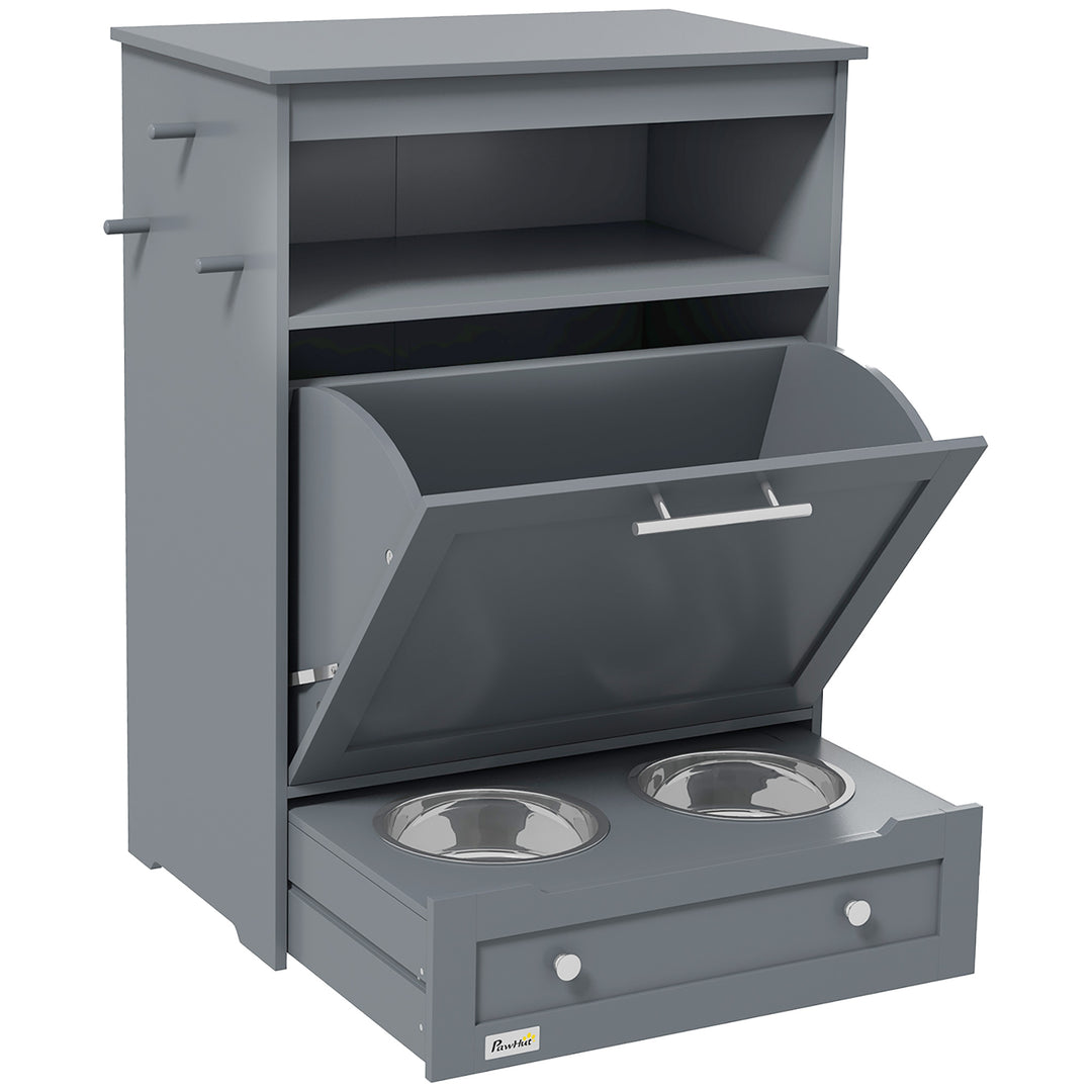 PawHut Pet Feeder Station with Storage Cabinet; Raised Dog Bowls