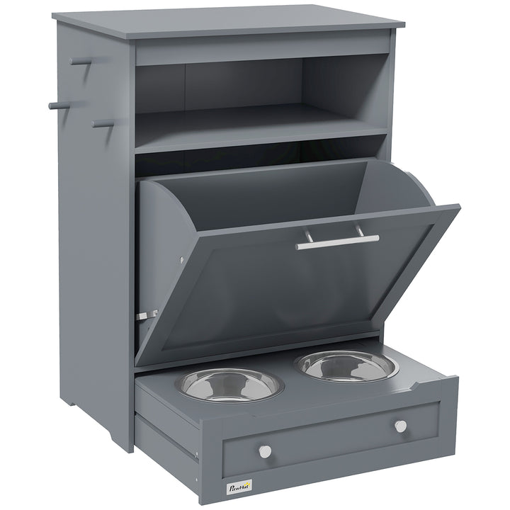 PawHut Pet Feeder Station with Storage Cabinet; Raised Dog Bowls