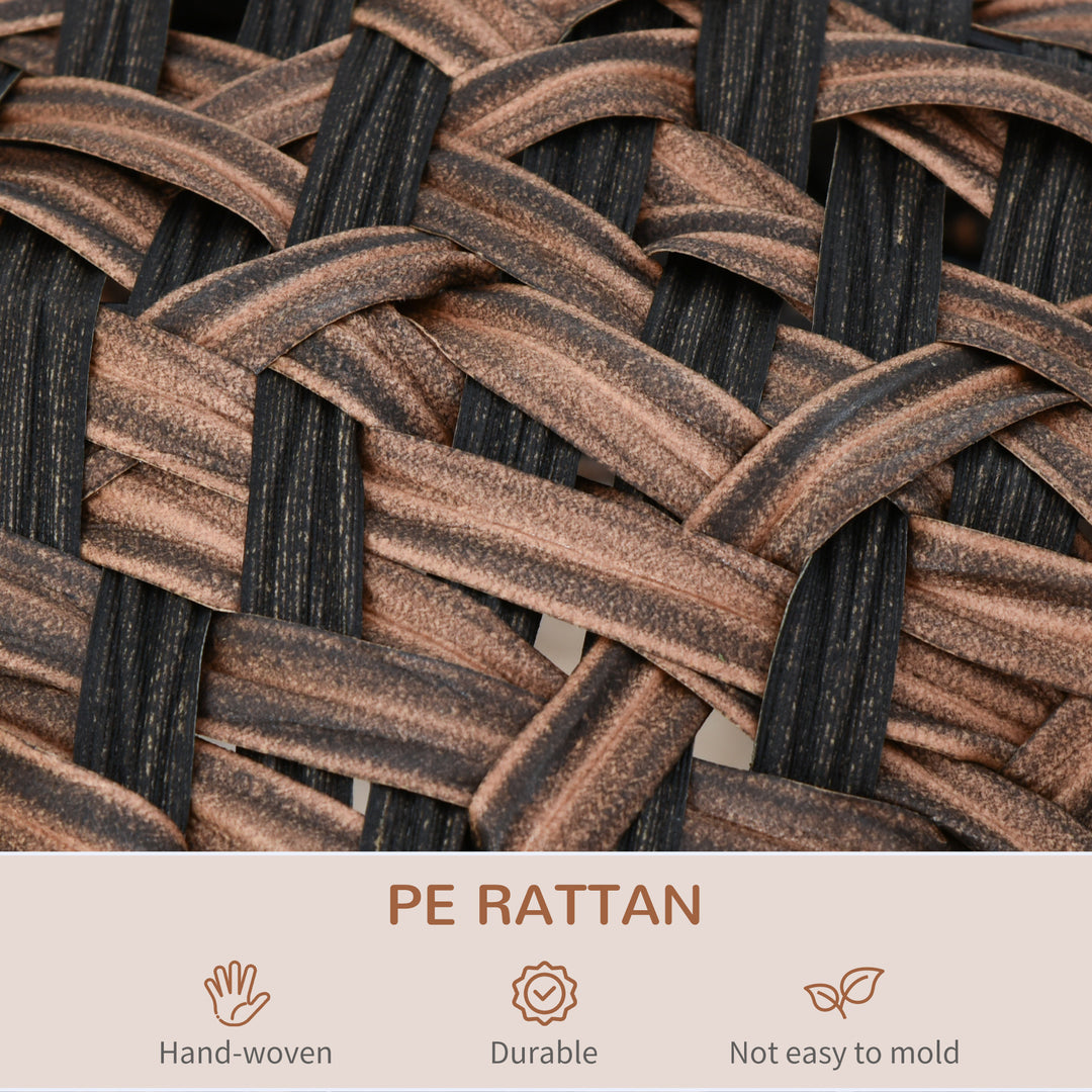 20.5" Weaved Cat Bed, Elevated Hand-woven Braided Banana Leaf Kitten House Condo with Cushion, Brown