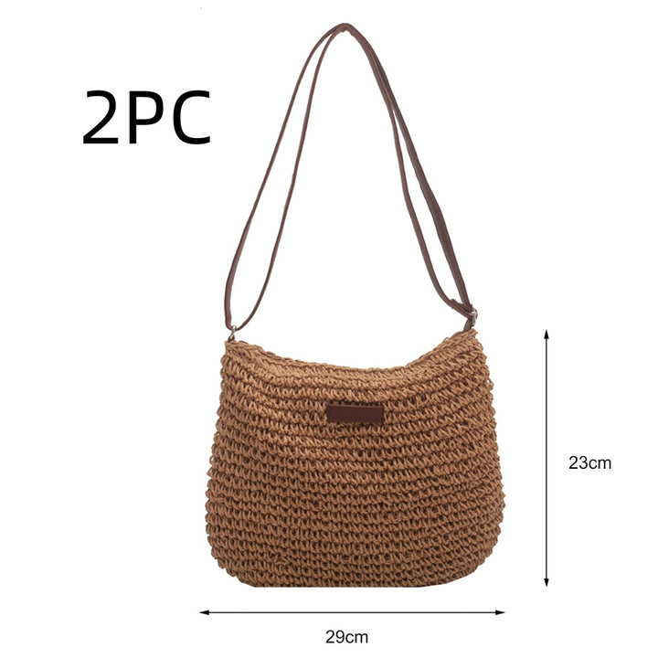 Woven Straw Shoulder Bag – Stylish Summer Handbag