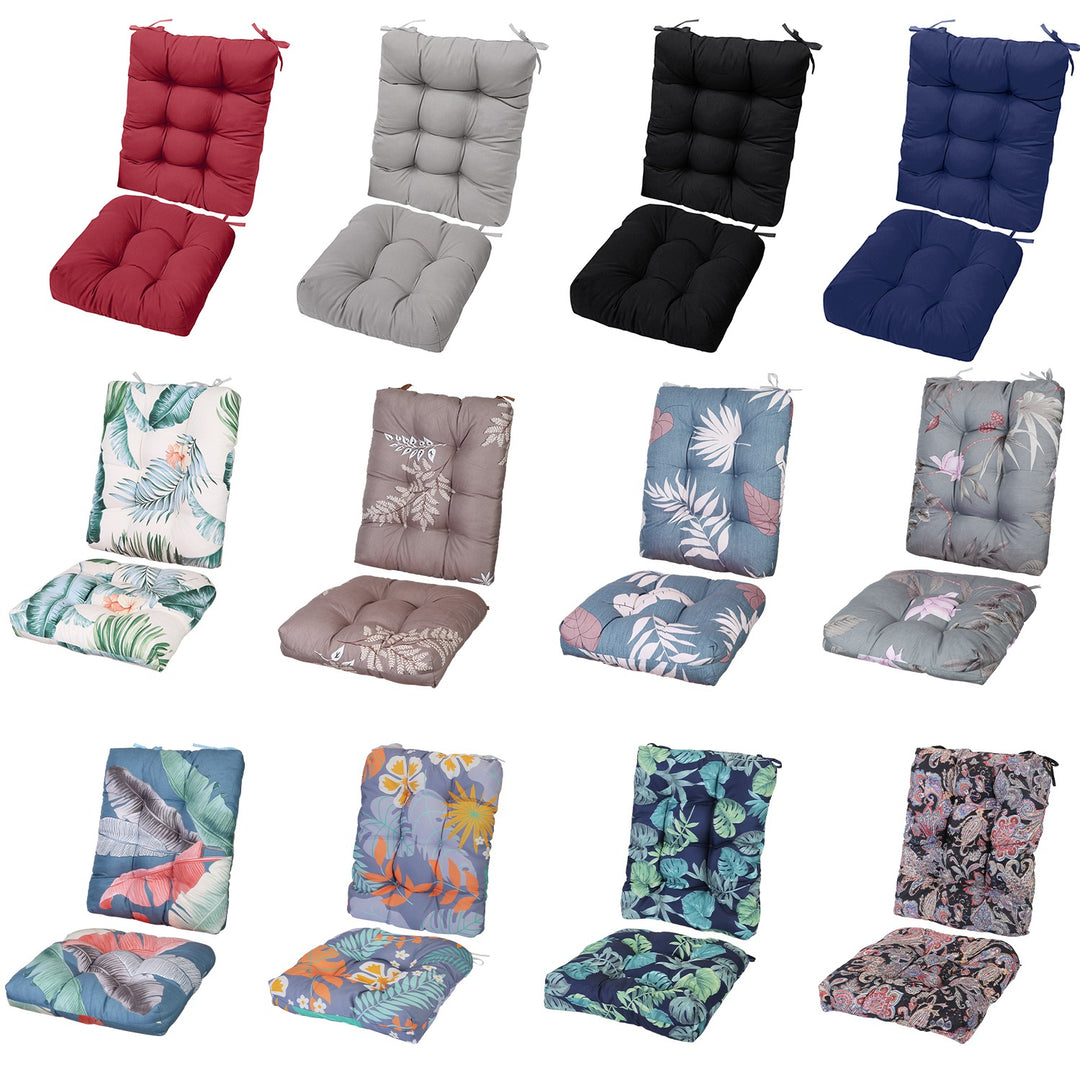 2-Piece Waterproof Rocking Chair Cushion Set — Oxford Cloth, Non-Slip Ties, Seat & Back Pad for Indoor & Outdoor Use (9 Colours)