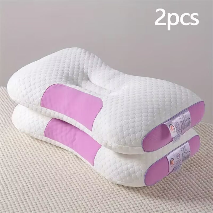 YBZ 3D Knitted Cotton Massage Pillow — Set of 2, Therapeutic Textured Surface, Purple, Pink & Yellow