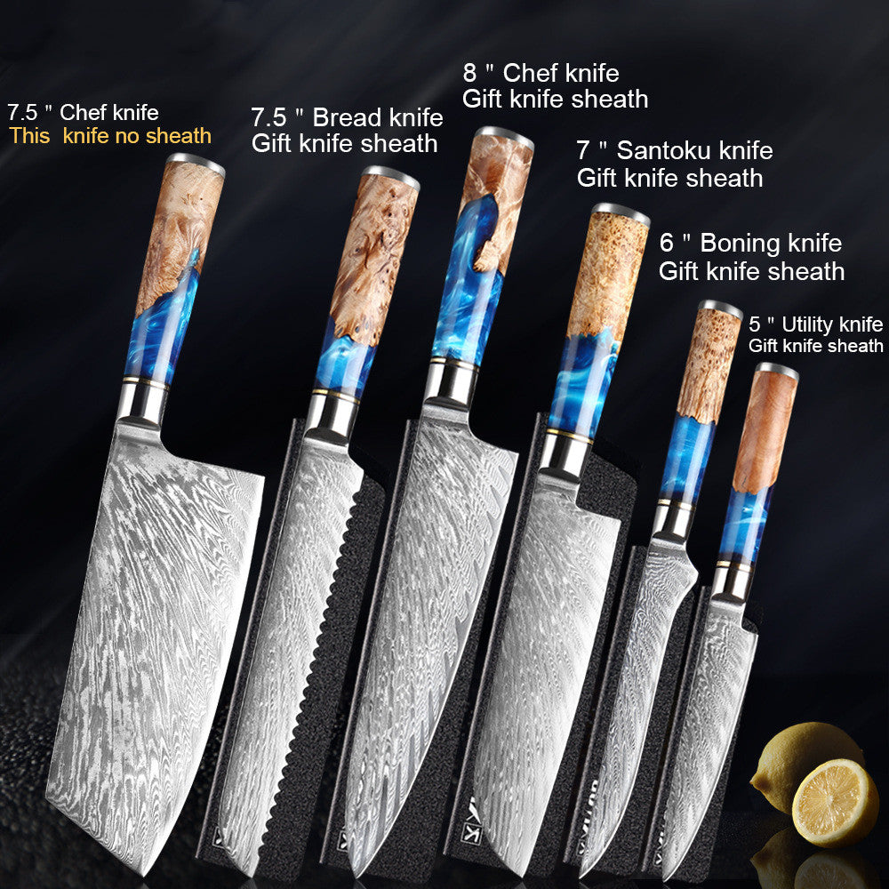 Professional Damascus Style Chef Knife Set – Premium Stainless Steel Kitchen Knives