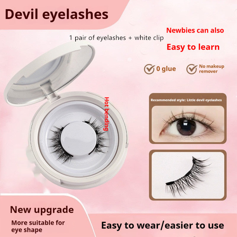 Magnetic Mink False Eyelashes — No-Glue Little Devil Style, Sizes 9–14 with Applicator Clip