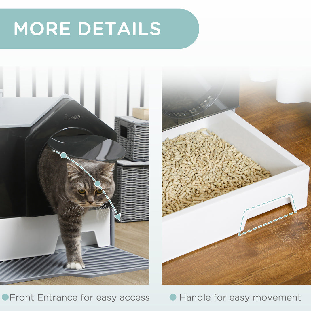 Enclosed Cat Litter Box with Drawer Cleaning System