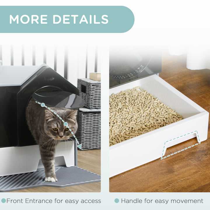 Enclosed Cat Litter Box with Drawer Cleaning System
