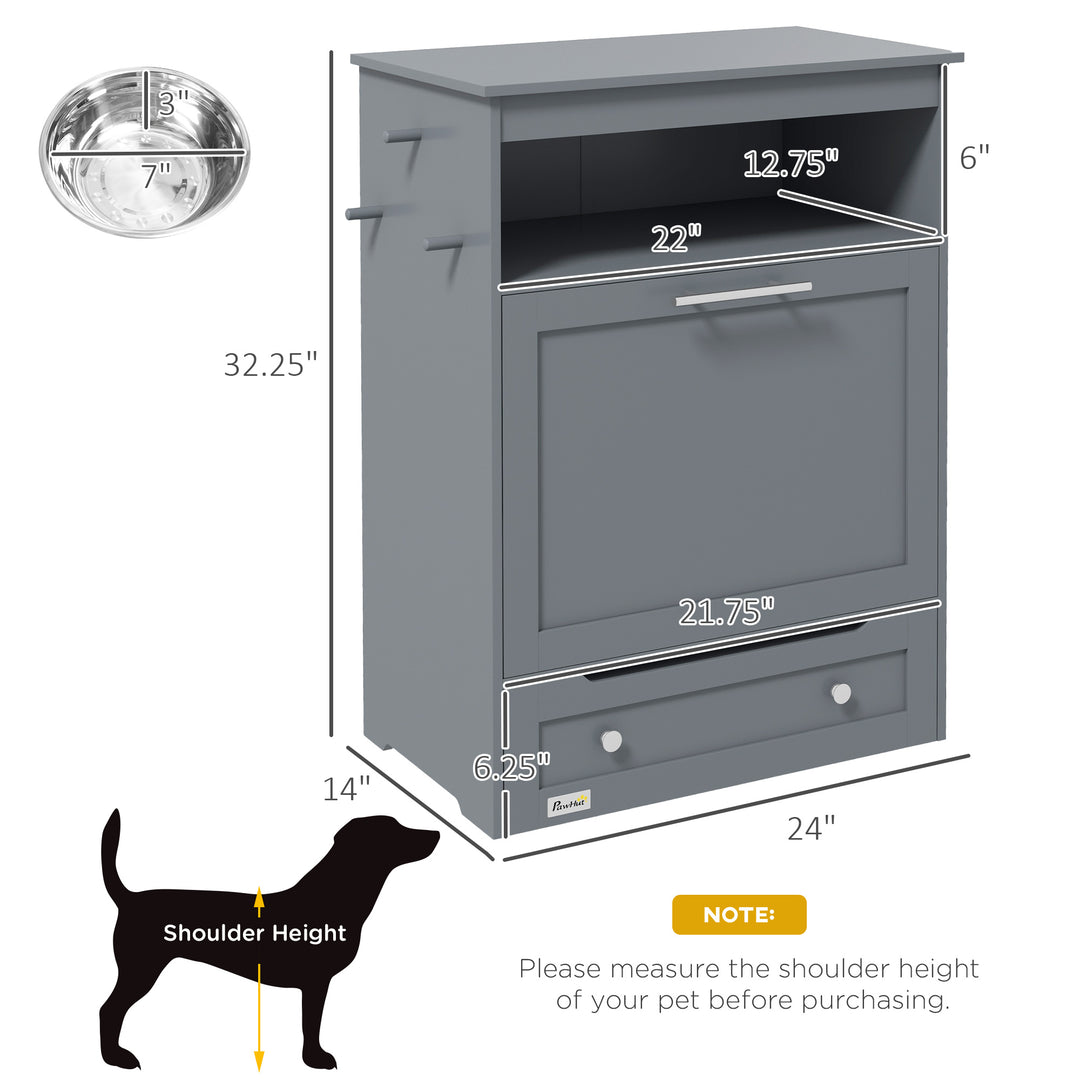 PawHut Pet Feeder Station with Storage Cabinet; Raised Dog Bowls