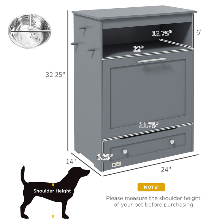 PawHut Pet Feeder Station with Storage Cabinet; Raised Dog Bowls
