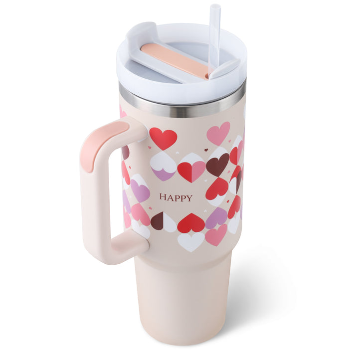 40 oz Insulated Tumbler with Handle & Straw — Stainless Steel Spill-Proof Vacuum Mug for Car, Gym, Office & Travel (30+ Colours)