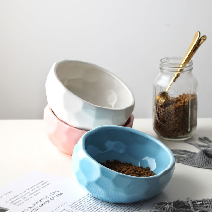 Elevated Tilted Pet Bowl – Cat &amp; Dog Feeding Bowl with Wooden Stand