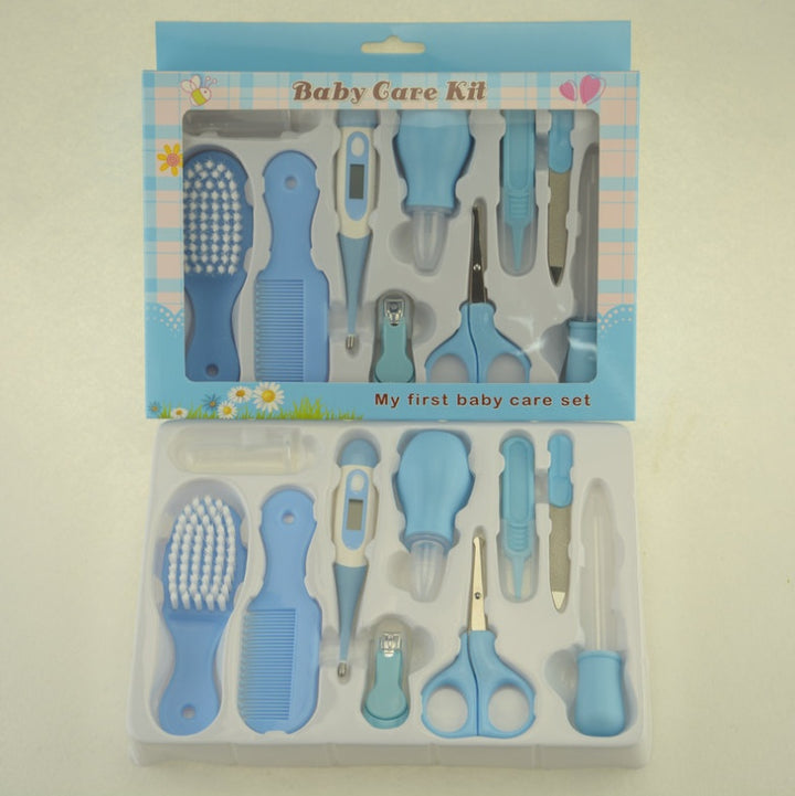 Baby 10-Piece Manicure & Care Kit — Infant Nail Clipper, Thermometer & Nasal Care Set (5 Colours)