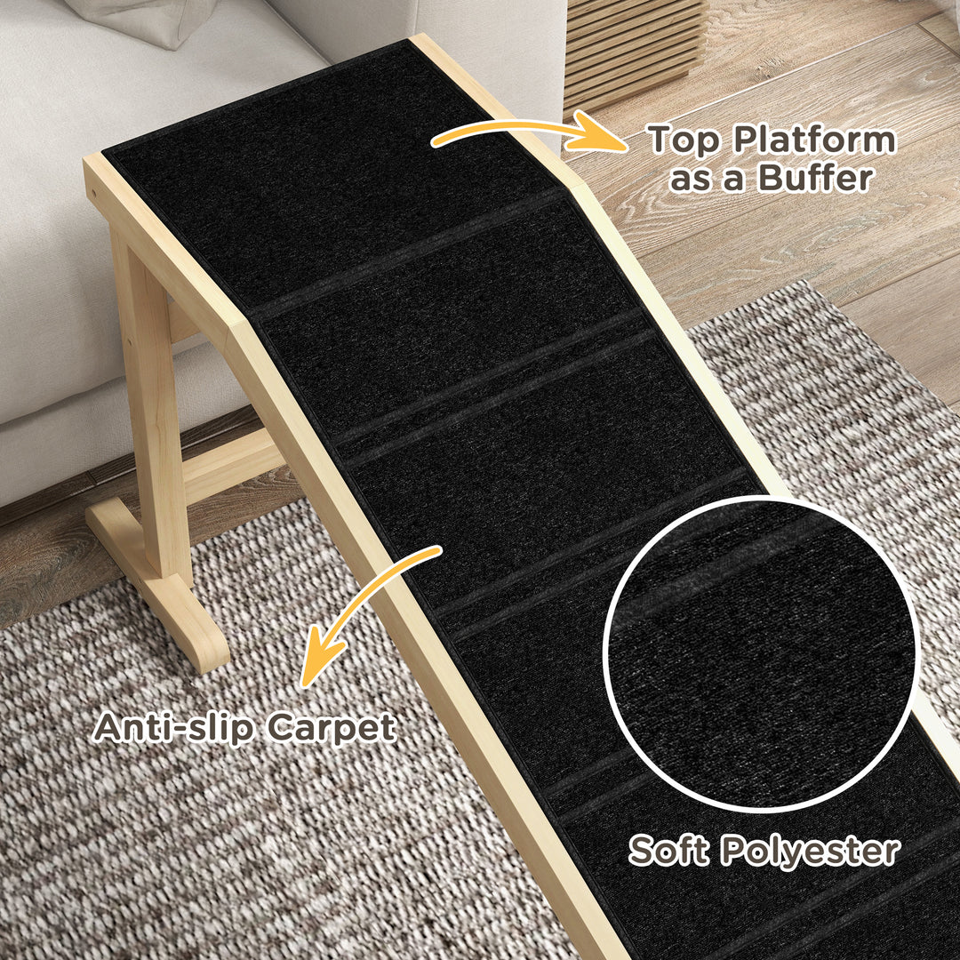 Wooden Pet Ramp for Dogs & Cats – Anti-Slip Carpet Pet Stair Ramp