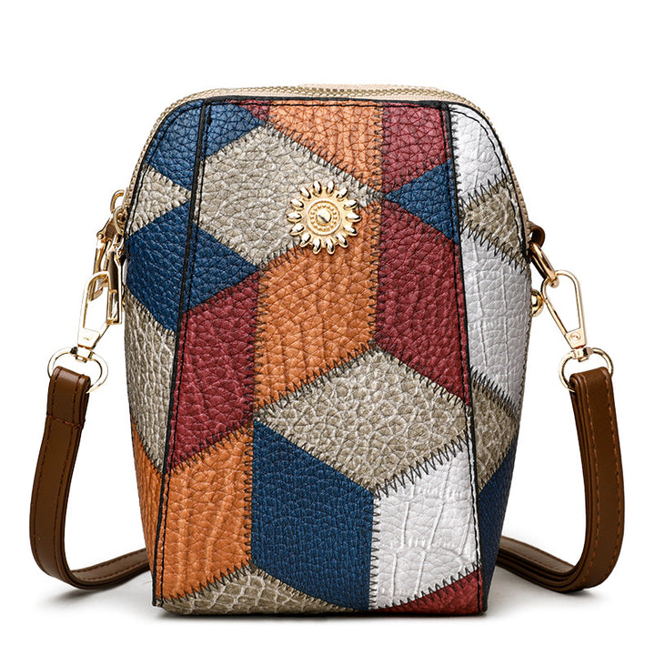 Patchwork PU Crossbody Bag – Stylish Mini Shoulder Travel Bag