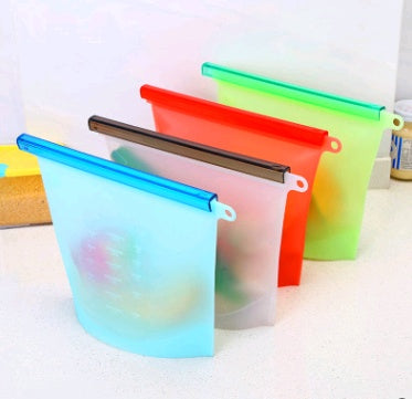 Reusable Silicone Vacuum Seal Fresh-Keeping Bags — Airtight Food Storage Bags for Fridge, Fruit & Meal Prep (4 Colours)