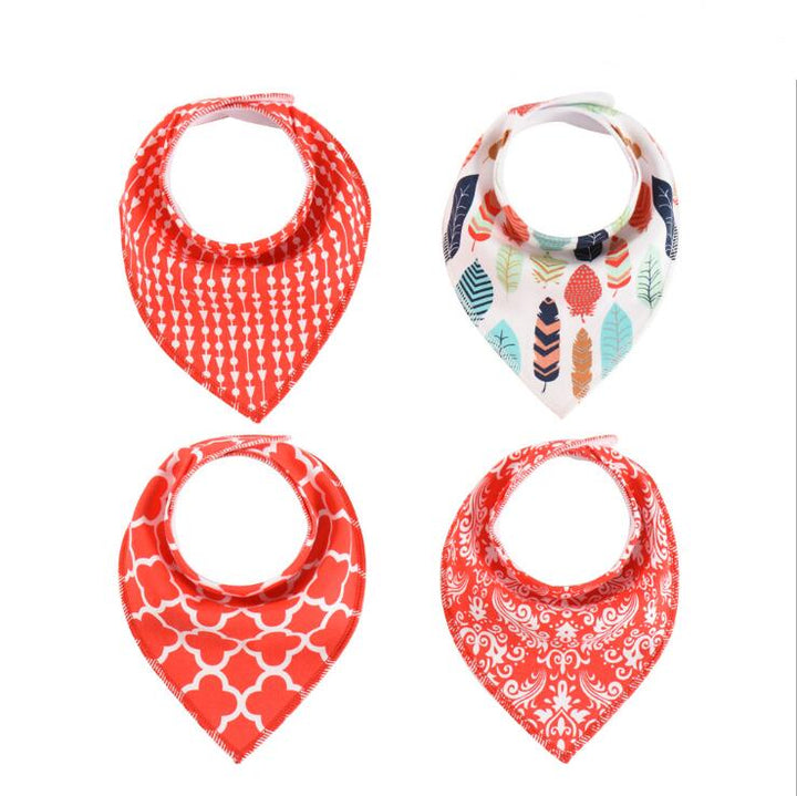4-Pack Cotton Bandana Baby Bibs — Arrow, Wave & Triangle Print Burp Cloths (Multiple Sets)