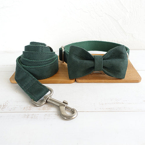 Velvet Dog Collar &amp; Leash Set – Adjustable Pet Collar and Lead