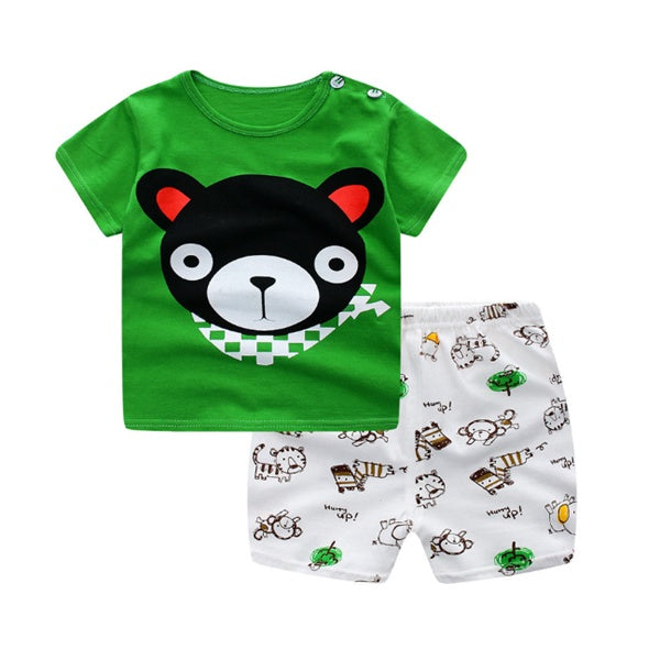 Cartoon Baby Summer Clothing Set — T-Shirt & Casual Outfit for Baby Boys & Girls (Multiple Animal Designs)