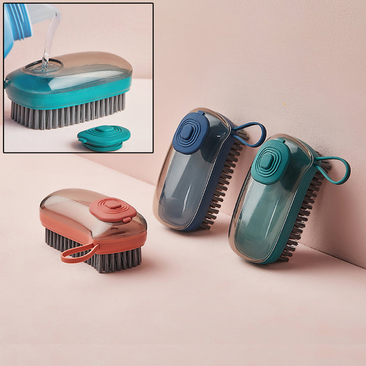 Multifunctional Automatic Liquid Dispensing Cleaning Brush — Soft Shoe, Laundry & Clothes Scrubber (3 Colours + Replacement Heads)