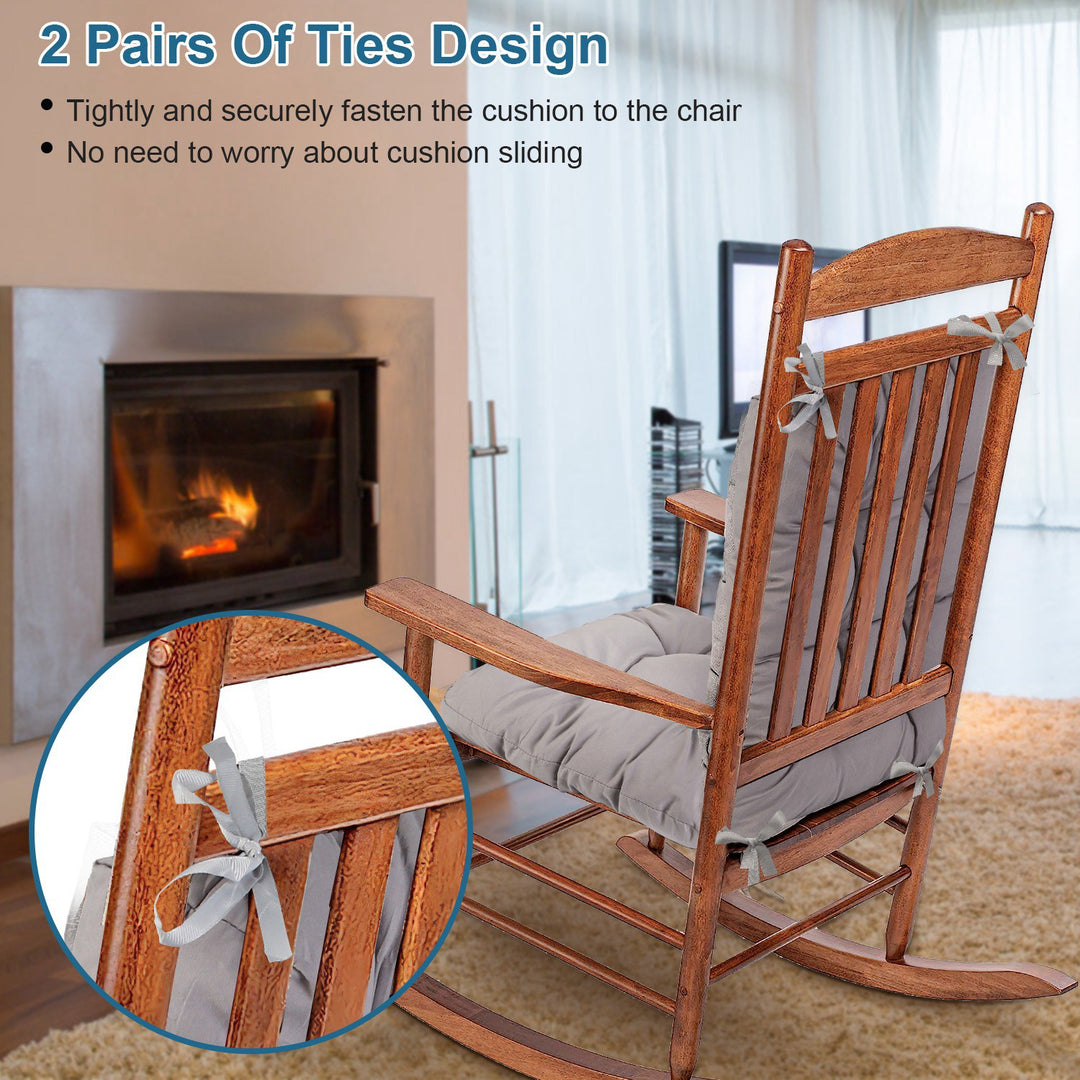 2-Piece Waterproof Rocking Chair Cushion Set — Oxford Cloth, Non-Slip Ties, Seat & Back Pad for Indoor & Outdoor Use (9 Colours)