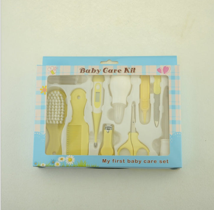 Baby 10-Piece Manicure & Care Kit — Infant Nail Clipper, Thermometer & Nasal Care Set (5 Colours)
