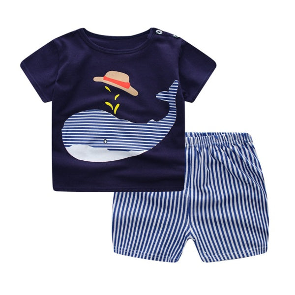 Cartoon Baby Summer Clothing Set — T-Shirt & Casual Outfit for Baby Boys & Girls (Multiple Animal Designs)