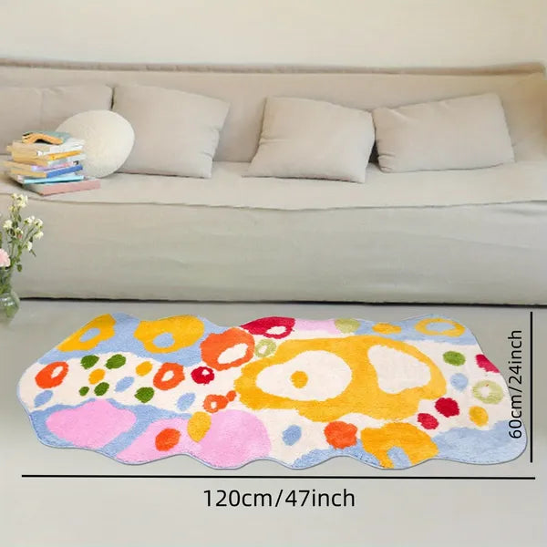 Colourful Cartoon Flower Runner Rug — Super Soft Non-Slip Quick-Drying Long Bath Mat for Bathroom, Kitchen & Bedroom
