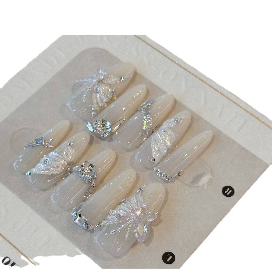 3D Fairy Light Luxury Handmade Press-On Nails — 4 Shapes: Prolate Ellipse, Pink, Short Ellipse, Short T