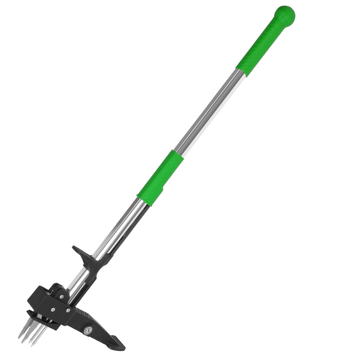 Stand-Up Aluminum Weed Puller — 4-Claw Manual Weeder, No Bending or Kneeling, for Lawn, Yard & Garden (Green)