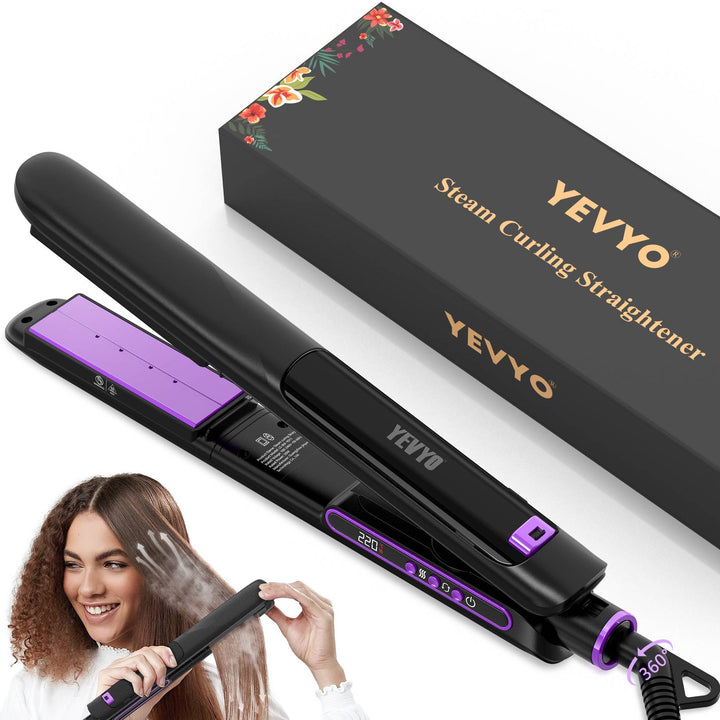 Professional Salon Titanium Vapor Straightening Irons, Light Steam Flat Iron